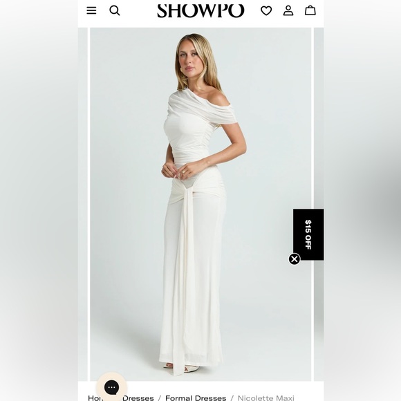 Showpo One Shoulder Cream Maxi Dress - Picture 2 of 7